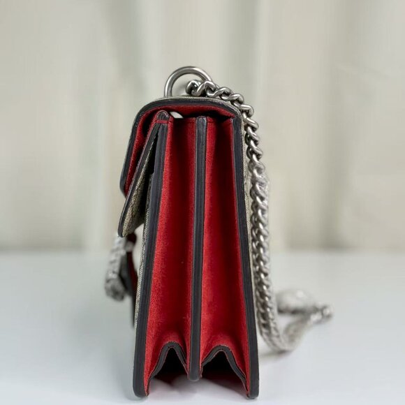 Gucci GG Logo Supreme Medium Dionysus Shoulder Bag with Red Trim - Picture 2 of 9